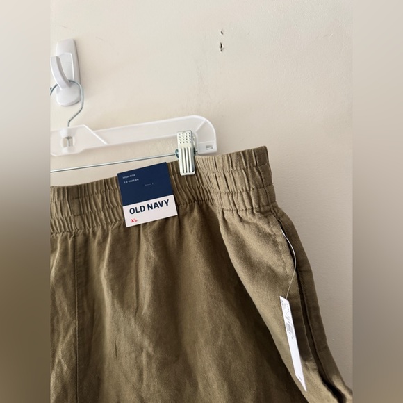 NEW!! Old Navy Linen Blend Pull On Shorts Comfort Elastic Waistband Army Green - Picture 2 of 7